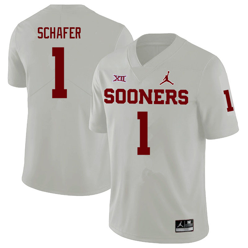 Men #1 Tanner Schafer Oklahoma Sooners College Football Jerseys Sale-White - Click Image to Close